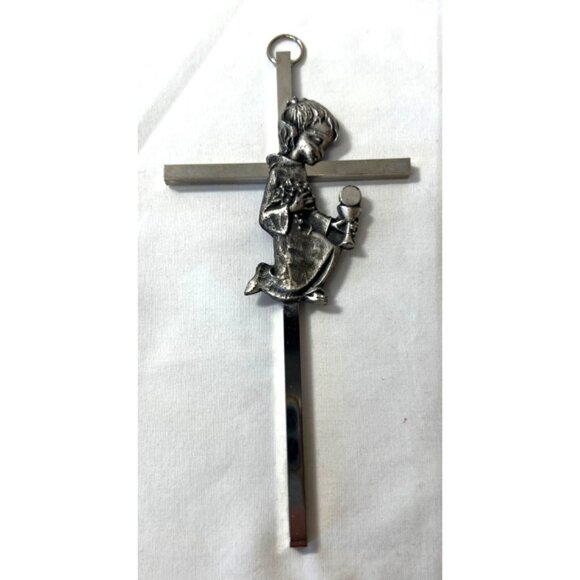 Vintage Wall Hanging Crucifix With Child Figurine - Picture 1 of 3